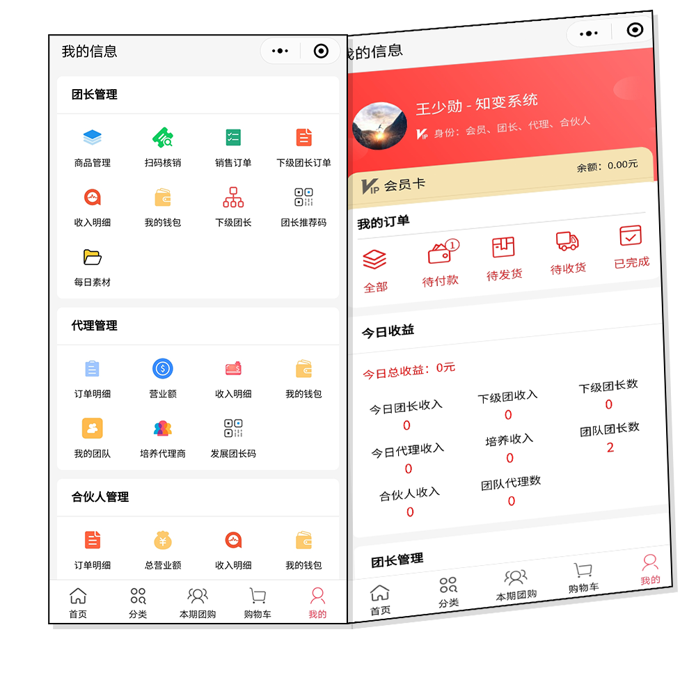 分销团长功能界面